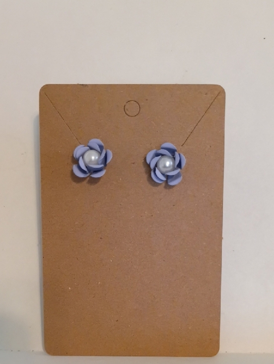 Source Unknown Jewelry - Double Sided Flower Pearl Stud Earrings Lavender Front Back Statement Earrings